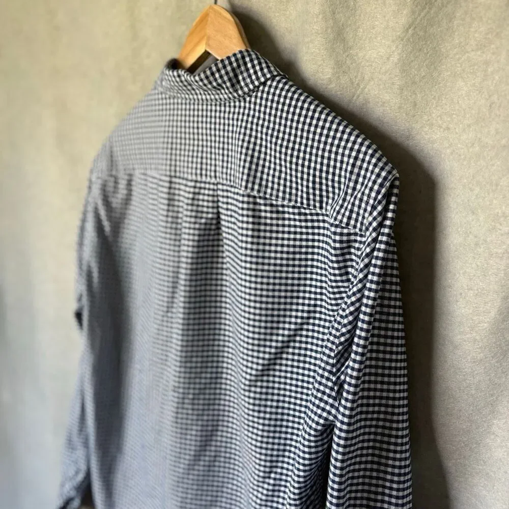 J.Crew Mens Classic Fit Flex Navy Gingham Button Down Shirt Size L Heritage